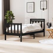 vidaXL Sängram massiv furu 75x190 cm svart