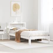 vidaXL Sängram med huvudgavel vit 75x190 cm massivt furu