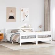 vidaXL Sängram utan madrass vit 200x200 cm massiv furu