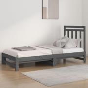 vidaXL Utdragbar dagbädd grå 2x(90x200) cm massiv furu