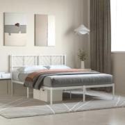 vidaXL Sängram med huvudgavel metall vit 160x200 cm