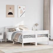 vidaXL Sängram utan madrass vit 120x200 cm massiv furu