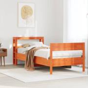 vidaXL Sängram utan madrass vaxad brun 90x190 cm massiv furu