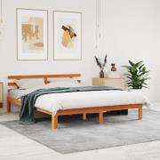 vidaXL Sängram utan madrass vaxbrun 160x200 cm massiv furu