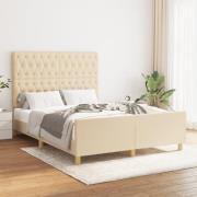 vidaXL Sängram utan madrass gräddvit 140x190 cm tyg