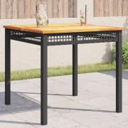 vidaXL Trädgårdsbord svart 80x80x75 cm konstrotting akaciaträ