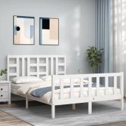 vidaXL Sängram utan madrass vit 140x200 cm massiv furu