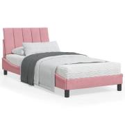 vidaXL Säng med madrass rosa 90x190 cm sammet