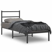 vidaXL Sängram med huvudgavel metall svart 80x200 cm