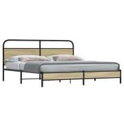vidaXL Sängram utan madrass metall sonoma-ek 193x203 cm