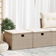 vidaXL Trädgårdssoffset med dynor 2 delar beige konstrotting akaciaträ