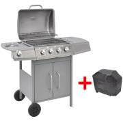 vidaXL Gasolgrill 4+1 kokzoner silver