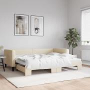 vidaXL Dagbädd utdragbar gräddvit 90x200 cm tyg