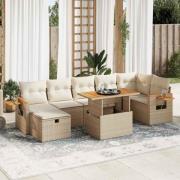 vidaXL Soffgrupp för trädgården med dynor 5 delar beige konstrotting