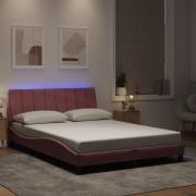 vidaXL Sängram med LED-belysning rosa 120x200 cm sammet