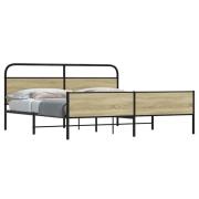 vidaXL Sängram utan madrass metall sonoma-ek 200x200 cm