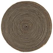 vidaXL Handgjord jutematta med spiraldesign svart 150 cm