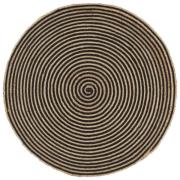 vidaXL Handgjord jutematta med spiraldesign svart 120 cm