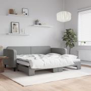 vidaXL Dagbädd utdragbar ljusgrå 90x200 cm tyg