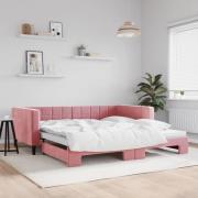 vidaXL Dagbädd utdragbar rosa 100x200 cm sammet