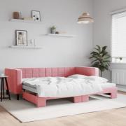 vidaXL Dagbädd utdragbar rosa 90x200 cm sammet
