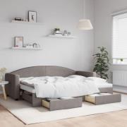 vidaXL Dagbädd utdragbar med lådor taupe 80x200 cm tyg