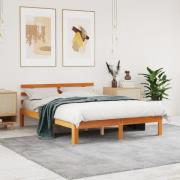 vidaXL Sängram utan madrass vaxbrun 120x200 cm massiv furu