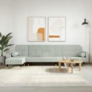 vidaXL L-formad bäddsoffa ljusgrå 271x140x70 cm sammet