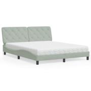 vidaXL Bed with Mattress Light Grey 160x200 cm Velvet