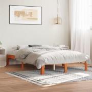 vidaXL Sängram utan madrass vaxbrun 120x200 cm massiv furu