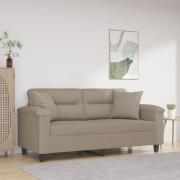 vidaXL 2-sitssoffa med prydnadskuddar taupe 140 cm mikrofibertyg