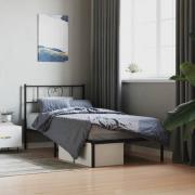 vidaXL Sängram med huvudgavel metall svart 80x200 cm