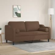vidaXL 2-sits soffa med prydnadskuddar brun 140 cm tyg