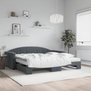 vidaXL Dagbädd utdragbar och madrasser mörkgrå 100x200 cm sammet