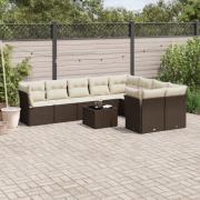 vidaXL Loungegrupp 10 delar med brun dynor konstrotting