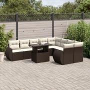 vidaXL Loungegrupp 10 delar med brun dynor konstrotting