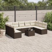 vidaXL Loungegrupp 10 delar med brun dynor konstrotting