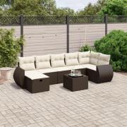 vidaXL Loungegrupp för trädgården med dynor 8 delar brun konstrotting