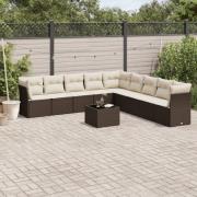 vidaXL Loungegrupp 10 delar med brun dynor konstrotting