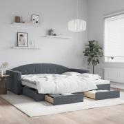 vidaXL Dagbädd utdragbar med lådor mörkgrå 100x200 cm sammet