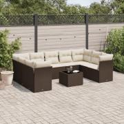 vidaXL Loungegrupp 10 delar med brun dynor konstrotting