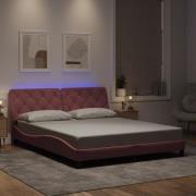 vidaXL Bed Frame with LED without Mattress Pink 160x200 cm Velvet