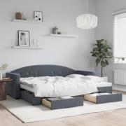 vidaXL Dagbädd utdragbar med lådor mörkgrå 80x200 cm sammet
