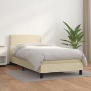 vidaXL Ramsäng med bäddmadrass gräddvit 100x200 cm konstläder