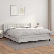 vidaXL Ramsäng med madrass vit 160x200 cm konstläder