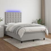 vidaXL Ramsäng med madrass & LED ljusgrå 120x200 cm tyg
