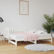 vidaXL Utdragbar dagbädd vit 2x(80x200) cm massiv furu