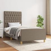vidaXL Sängram utan madrass Taupe 90x190 cm tyg