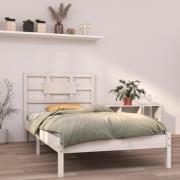 vidaXL Sängram vit massivt trä 90x200 cm