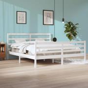 vidaXL Sängram vit massiv furu 200x200 cm